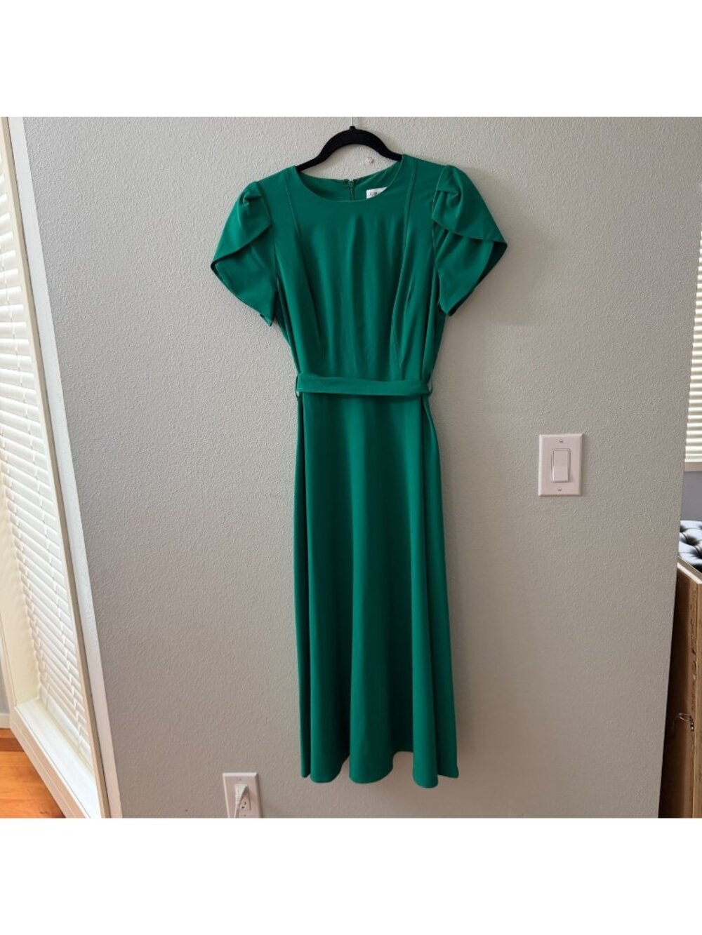 Calvin Klein Green Short Sleeve Midi Dress Womens 4 Modest Career